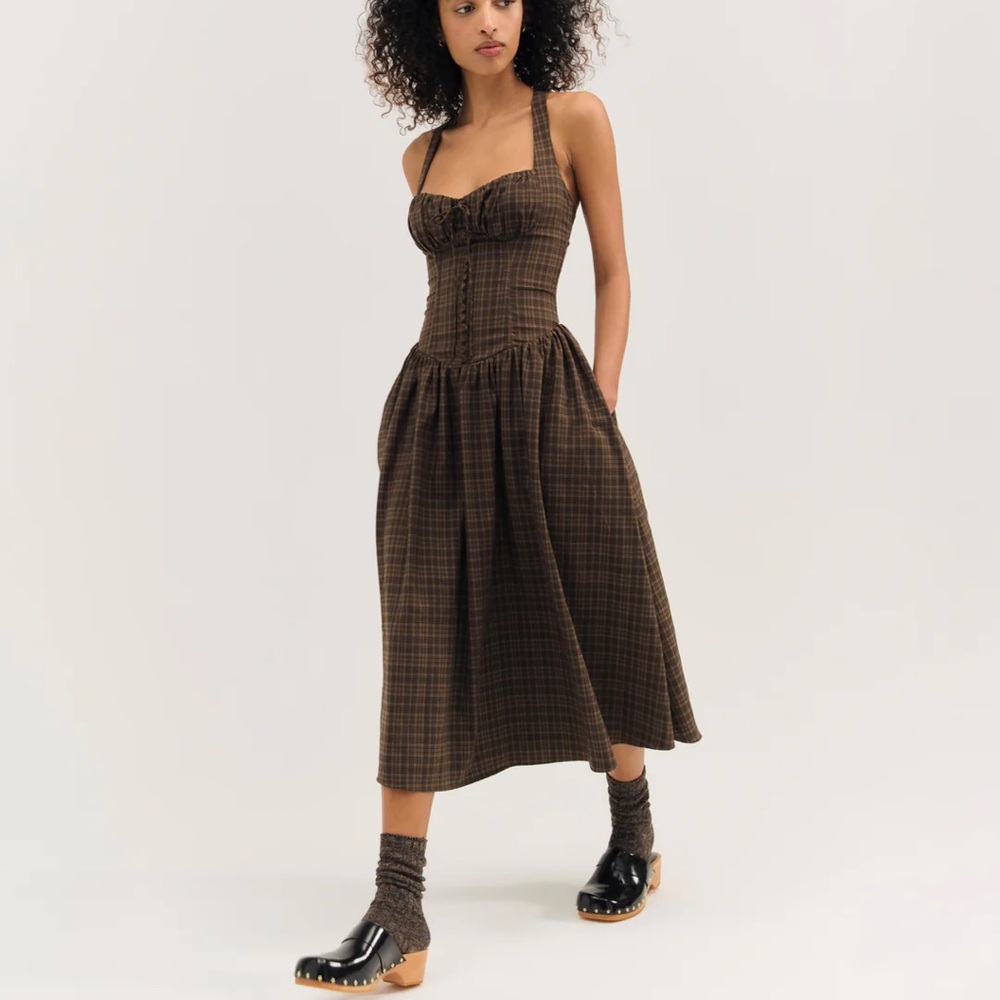University Plaid midi dress